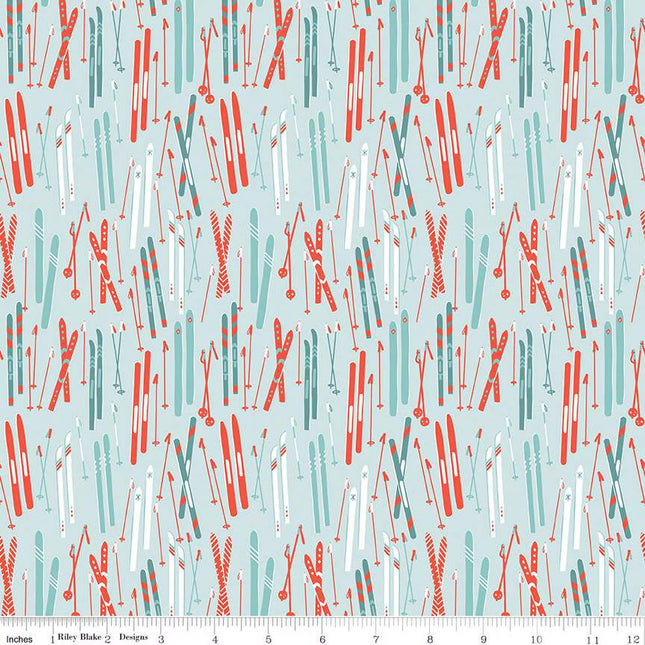 Handmade Valance or Curtain Panel Ski Hill Skis Powder