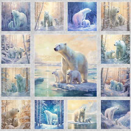 Aurora Polar Bear Patched Gray Cotton Fabric