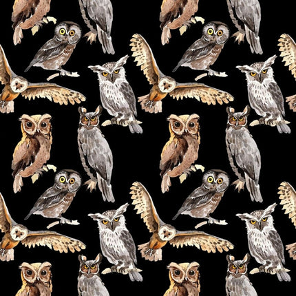 Tossed Owls Allover Cotton Fabric
