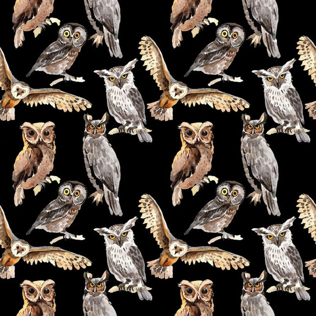 Tossed Owls Allover Cotton Fabric