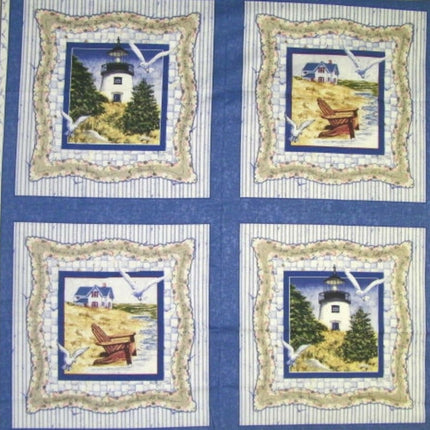 By the Sea Pillow Panel Cotton Fabric