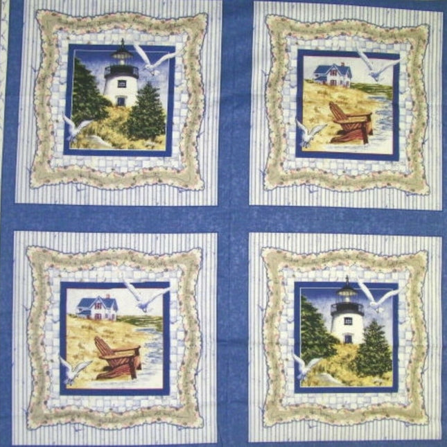 By the Sea Pillow Panel Cotton Fabric