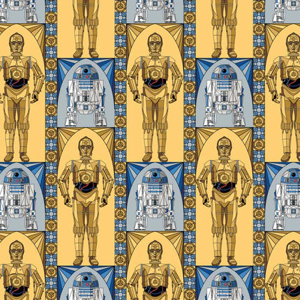 Star Wars Stained Glass Driods Multi Cotton Fabric 2 Yard Pre-Cut