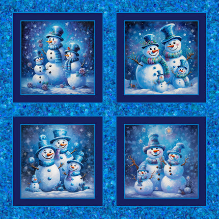 Snowman Smiles Pillow Panel Cotton Fabric