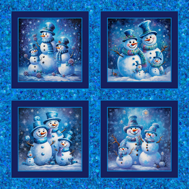 Snowman Smiles Pillow Panel Cotton Fabric