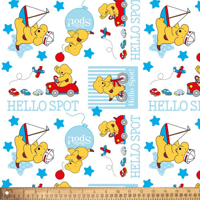 Playing Spot White 45" Wide Cotton Fabric