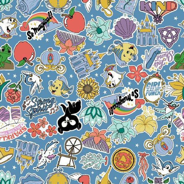 Princess Sticker Pack Cotton Fabric