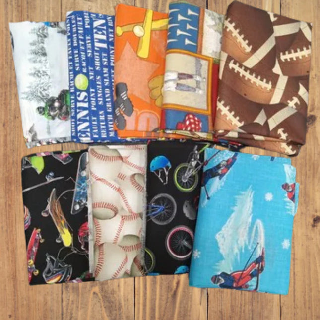10 Half Yards  - Assorted Sports Half Yard Bundle