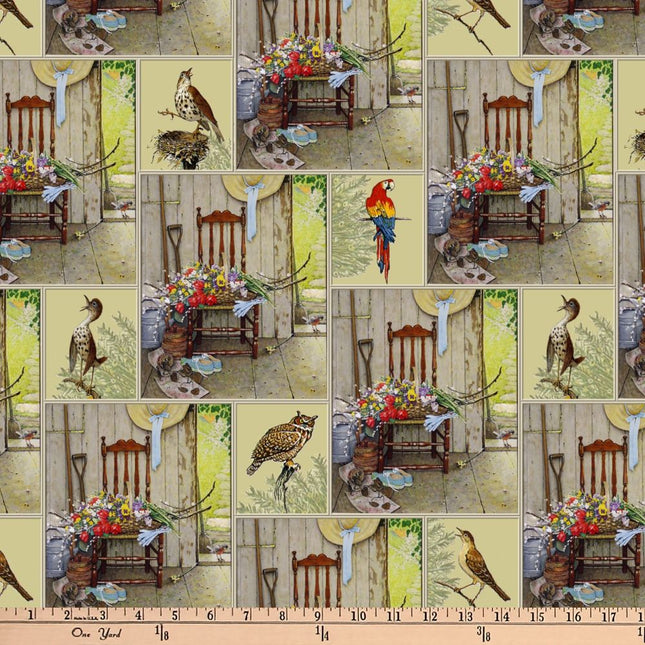 Spring Flowers by Norman Rockwell 45" Wide Cotton Fabric