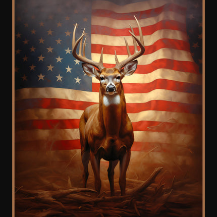 Standing Proud Buck Panel Cotton Fabric