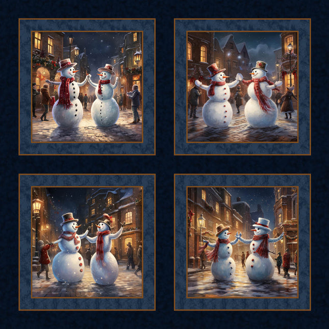 The Snowman Dance Pillow Panel Cotton Fabric
