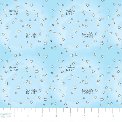 Care Bears Make a Wish Twinkle Twinkle Light Blue Cotton Fabric