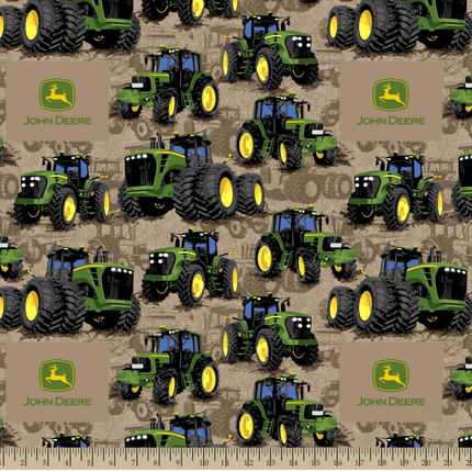 John Deere Tractor Flip Brown Cotton Fabric
