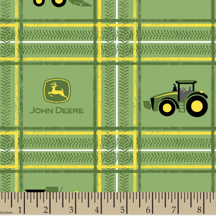 John Deere Tractor Plaid Cotton Fabric