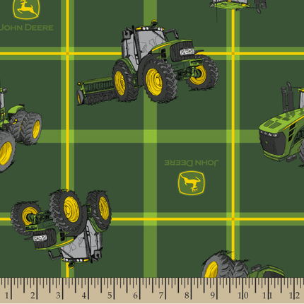 Handmade Placemat Or Table Runner John Deere Square Plaid Tractors Green