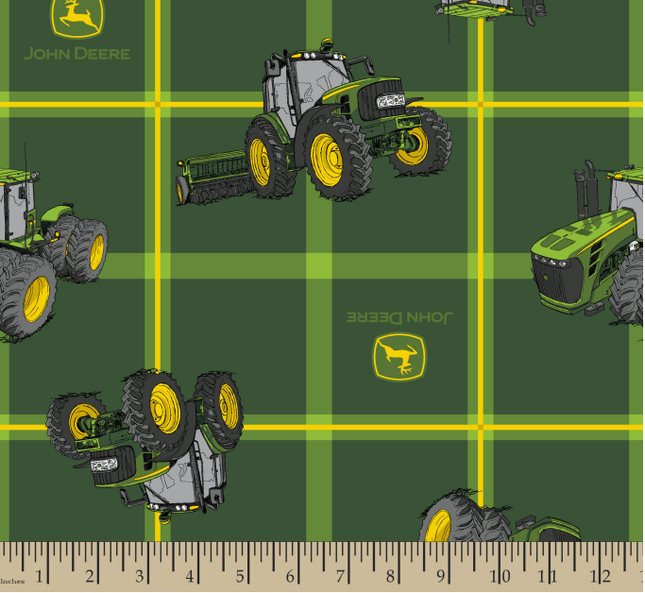 Handmade Placemat Or Table Runner John Deere Square Plaid Tractors Green