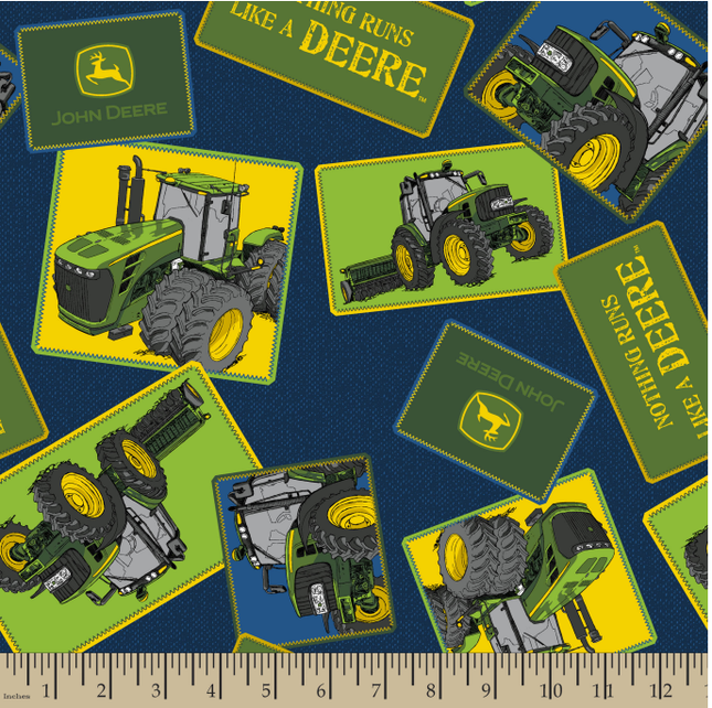Handmade Placemat Or Table Runner John Deere Tossed Tractors Blue Nothing Runs Like a Deere