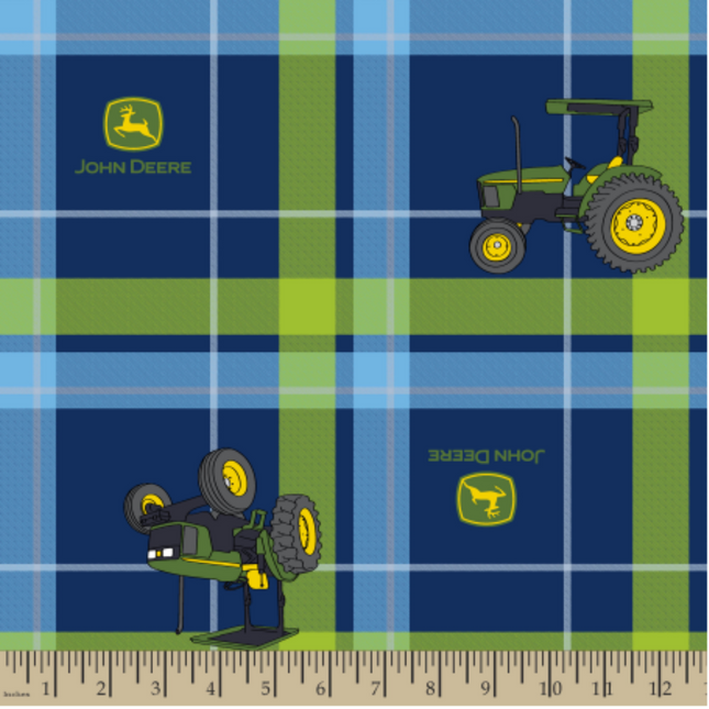 Handmade Placemat Or Table Runner John Deere Bright Tractor Plaid