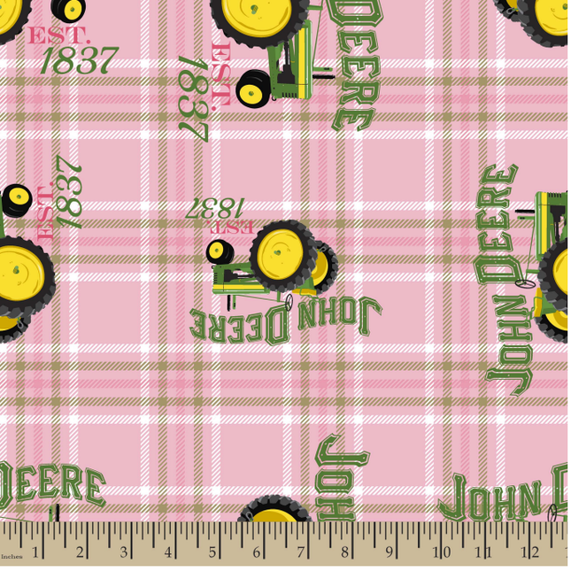 Handmade Placemat Or Table Runner John Deere 1837 Pink Plaid
