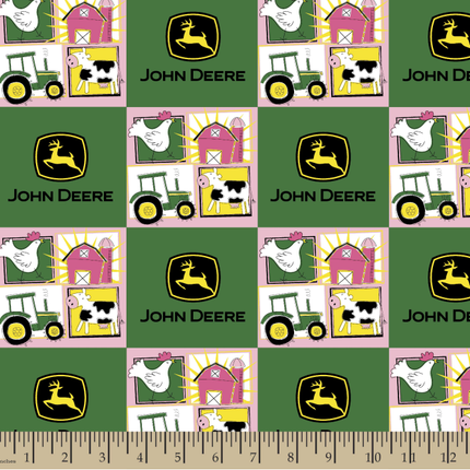 John Deere Girl Farm Patched Cotton Fabric