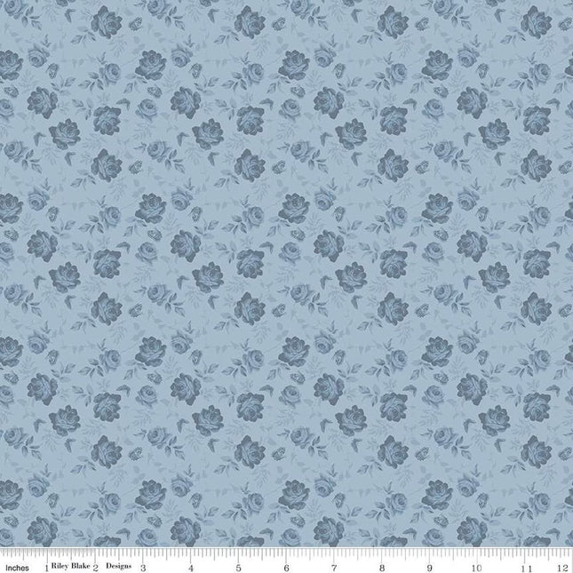 Anne of Green Gables Tone-on-Tone Blue Cotton Fabric