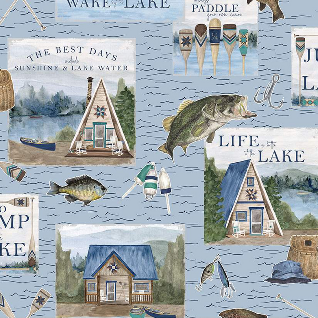 Double Sided Cotton Blanket - Wake at the Lake Main Sky Cotton