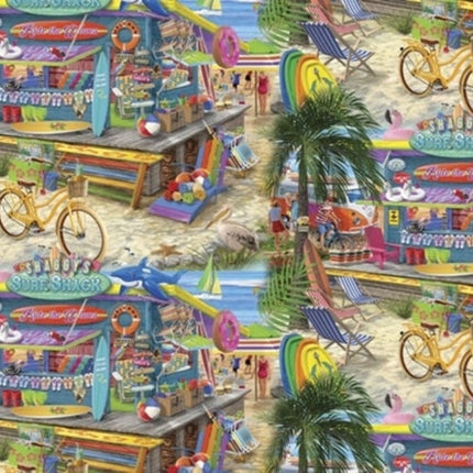 Shaggy's Surf Shack Beach Supplies Surfing Store Cotton Fabric