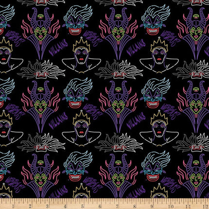 Disney Villains Outline Cotton Fabric