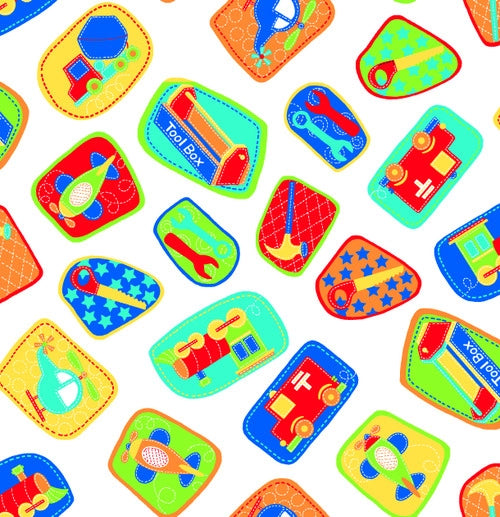 Tools and Toys Comfy Prints Flannel Fabric