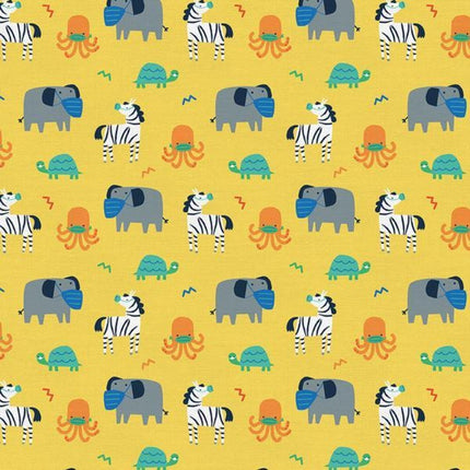 Have Fun Stay Safe " Yellow" Cotton Fabric
