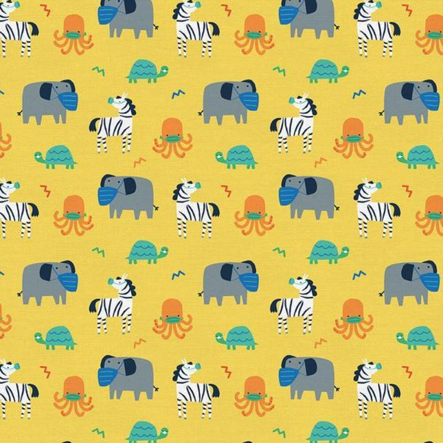 Have Fun Stay Safe " Yellow" Cotton Fabric