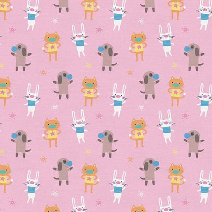 Have Fun Stay Safe " Light Pink" Cotton Fabric