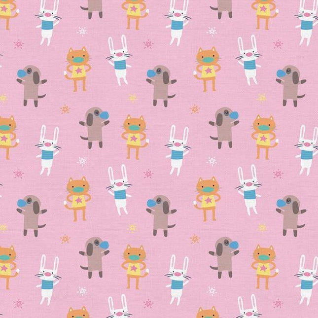 Have Fun Stay Safe " Light Pink" Cotton Fabric