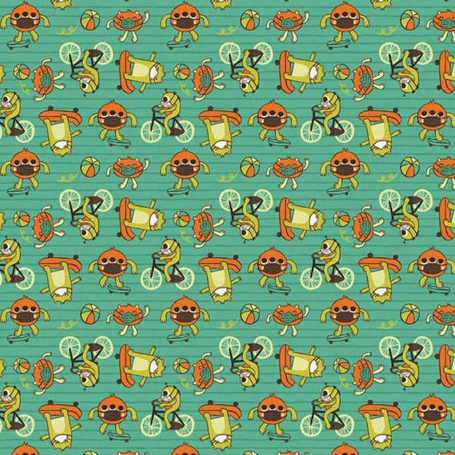 Have Fun Stay Safe " Green" Cotton Fabric