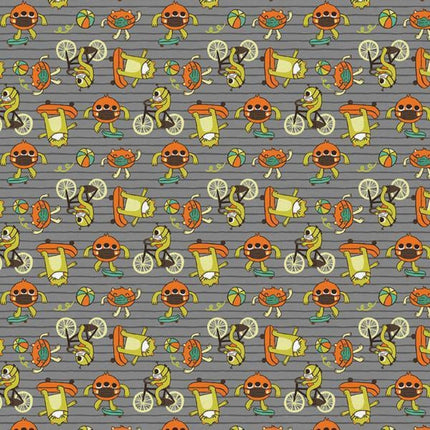 Have Fun Stay Safe " Gray" Cotton Fabric
