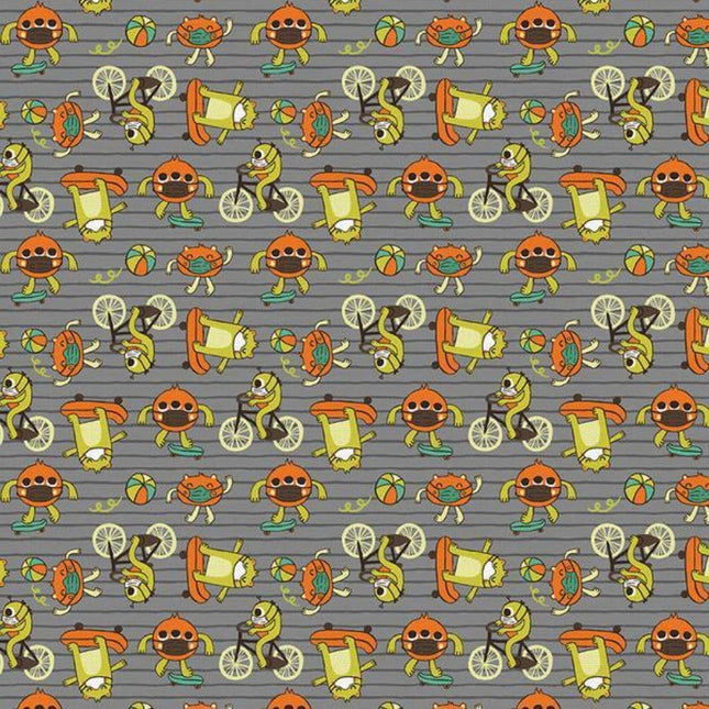 Have Fun Stay Safe " Gray" Cotton Fabric
