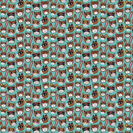 Have Fun Stay Safe "Mint" Cotton Fabric