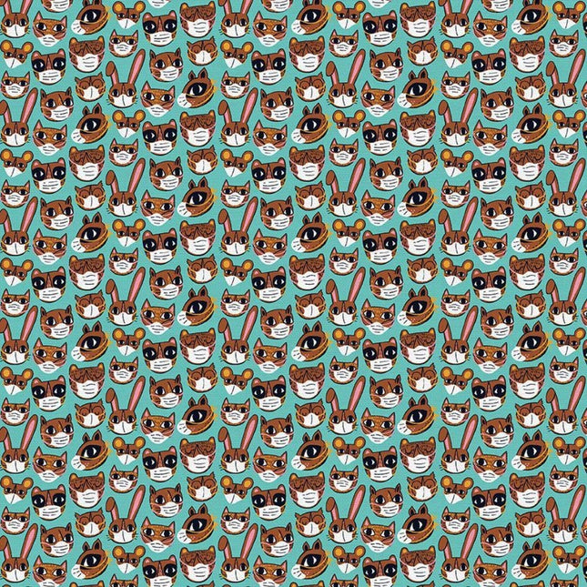 Have Fun Stay Safe "Mint" Cotton Fabric
