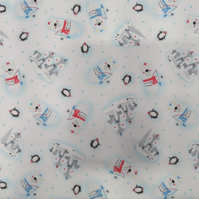 Polar Bear Fishing Flannel Fabric