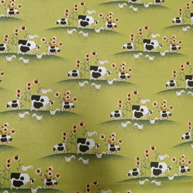 Farm Harvest Cows Cotton Fabric