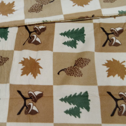Springs Global US- 43" x 65" Forest Check Single Layer Finished Anti-Pill Fleece Throw Blanket ( Pack of 5)