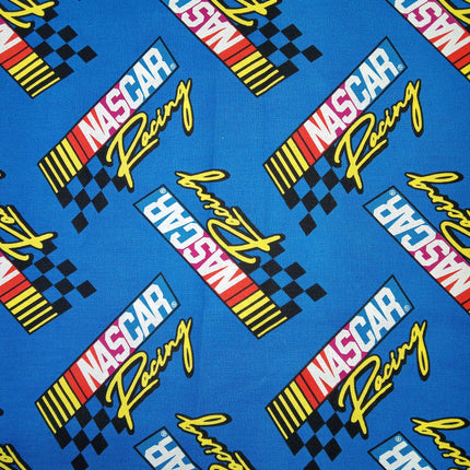 Retro NASCAR Racing Blue Cotton Fabric