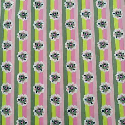 Flowers and Stripes Rayon Blend Fabric