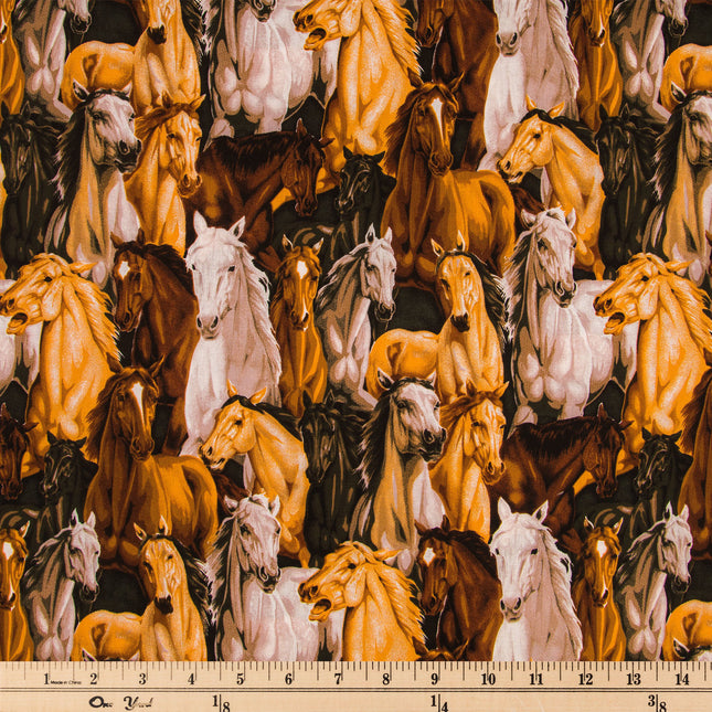 Curtain Valance - Horse Allover Calico Cotton