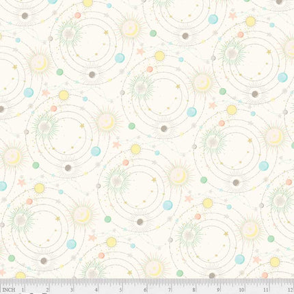 Star Bright Cream Solar System Cotton Fabric