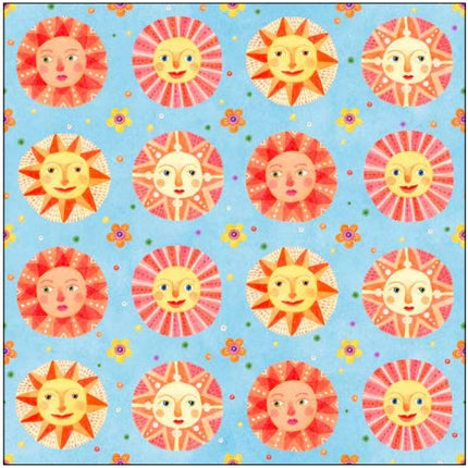 Wonderlust Suns Blue Cotton Fabric