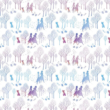 Frozen 2 Silhouette Fabric in White Cotton Fabric
