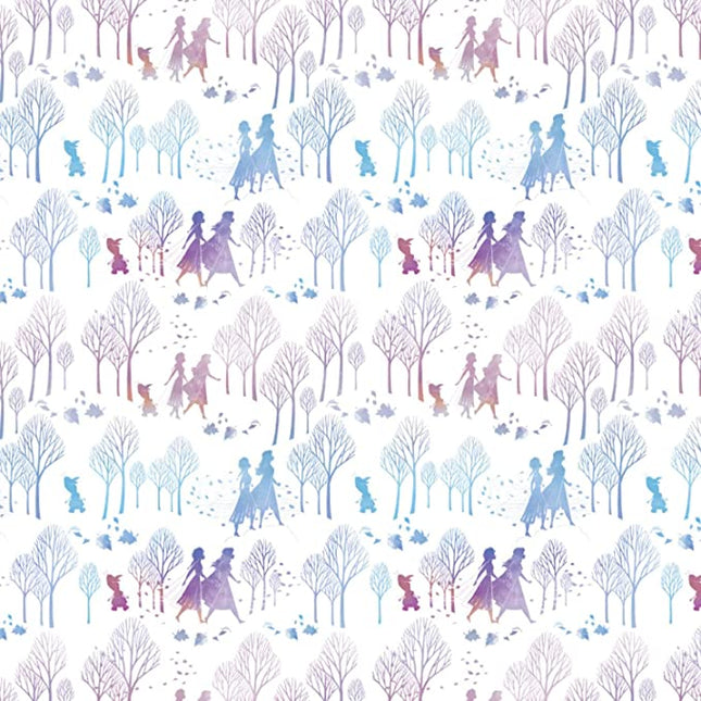 Frozen 2 Silhouette Fabric in White Cotton Fabric