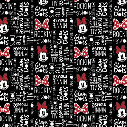Minnie Mouse Black Cotton Fabric