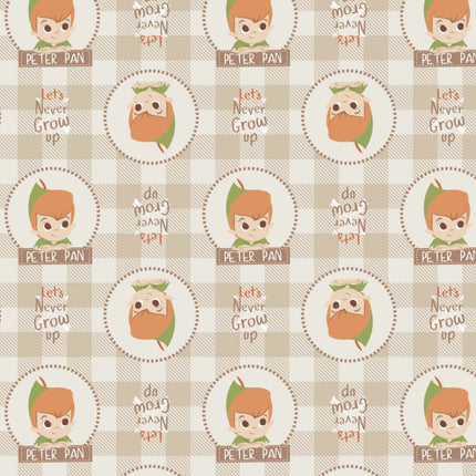 Peter Pan Beige Plaid Cotton Fabric